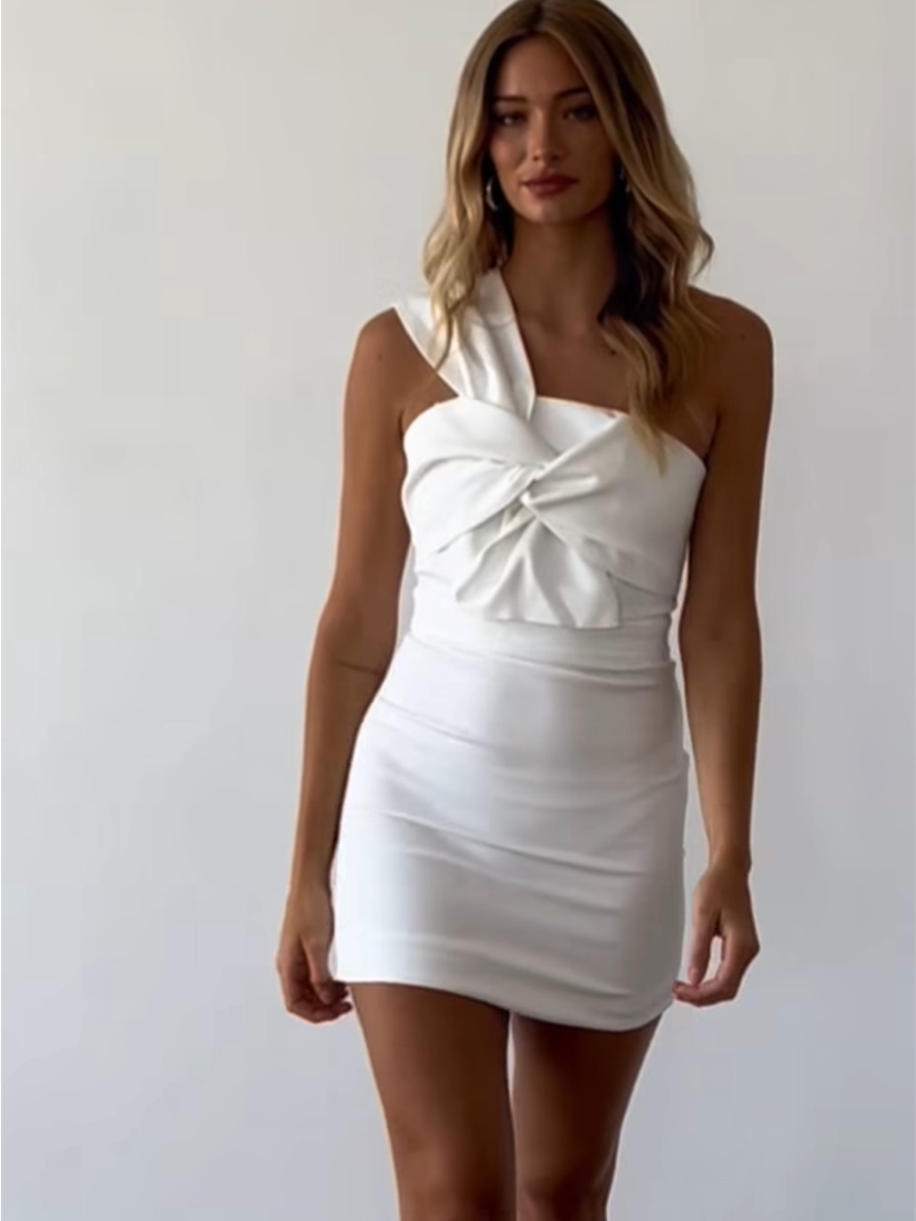 White Twist-Front Mini Dress - Brand Unspecified